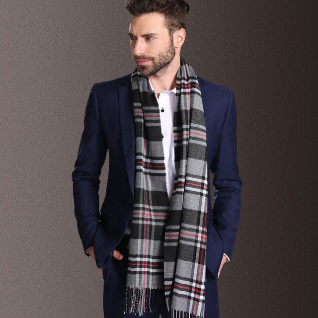 New Europe Fashion Shawl Scarves Men Winter Warm Tartan - THREADLIGHT