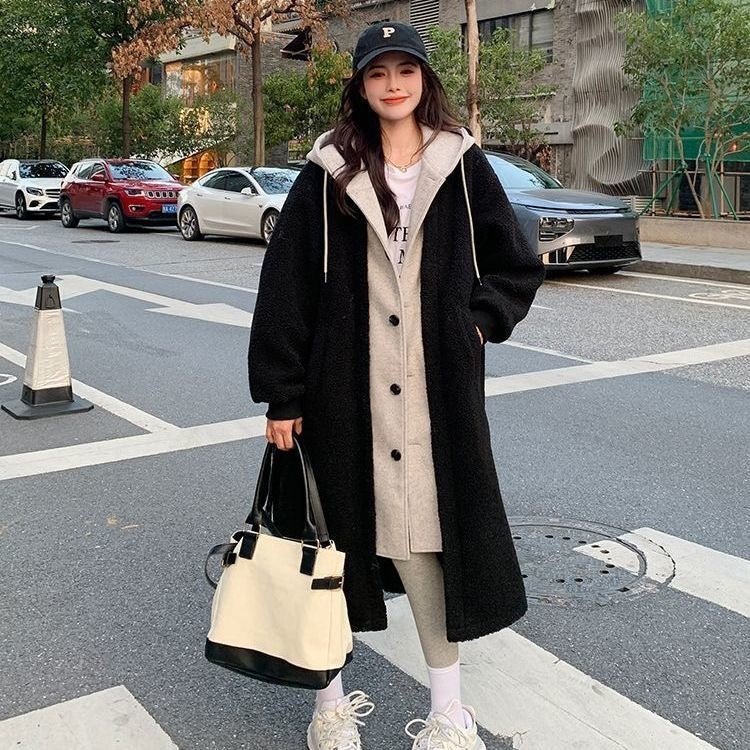 New Long Lambswool Two - piece Coat Women - THREADLIGHT