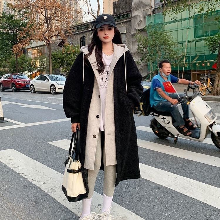 New Long Lambswool Two - piece Coat Women - THREADLIGHT