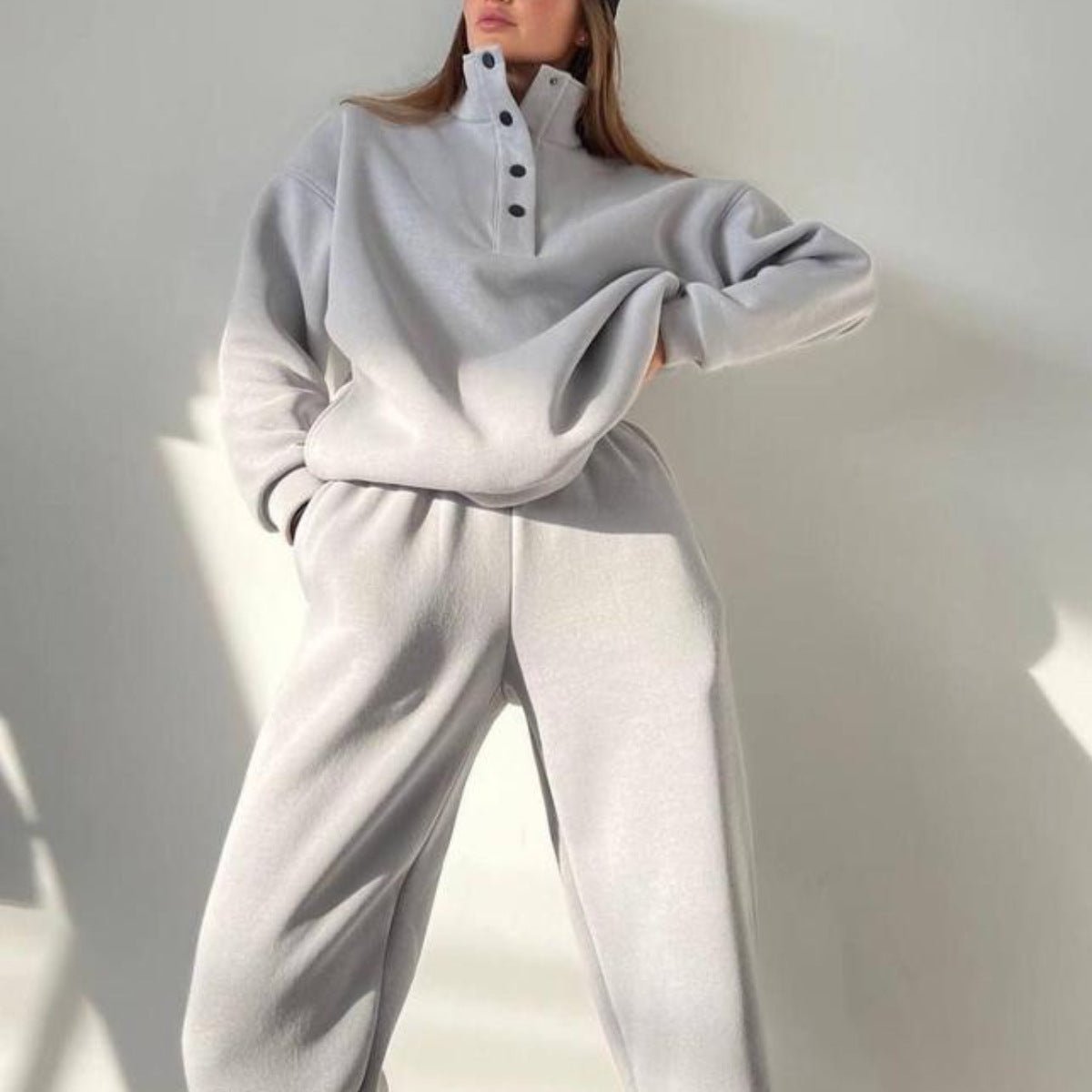 Oversized Casual Pullover AND Long Pant Set For Women - THREADLIGHT