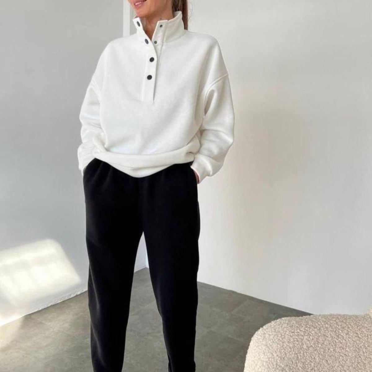 Oversized Casual Pullover AND Long Pant Set For Women - THREADLIGHT