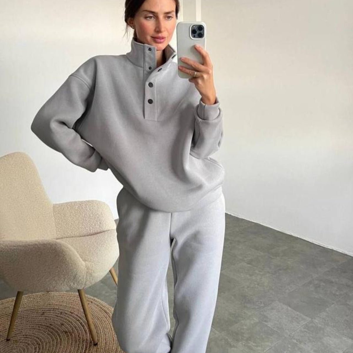 Oversized Casual Pullover AND Long Pant Set For Women - THREADLIGHT