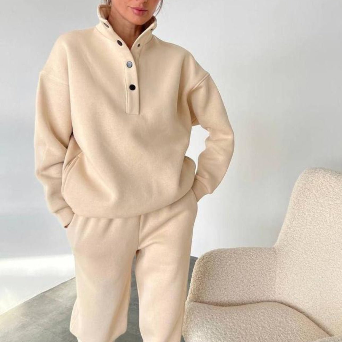 Oversized Casual Pullover AND Long Pant Set For Women - THREADLIGHT