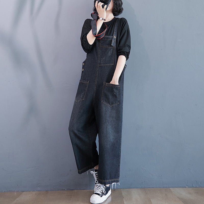 Oversized Nine - Quarter Wide Leg Jean Suspenders - THREADLIGHT