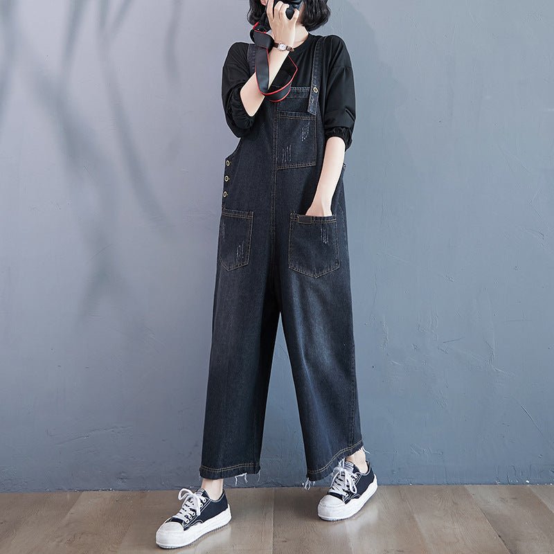 Oversized Nine - Quarter Wide Leg Jean Suspenders - THREADLIGHT