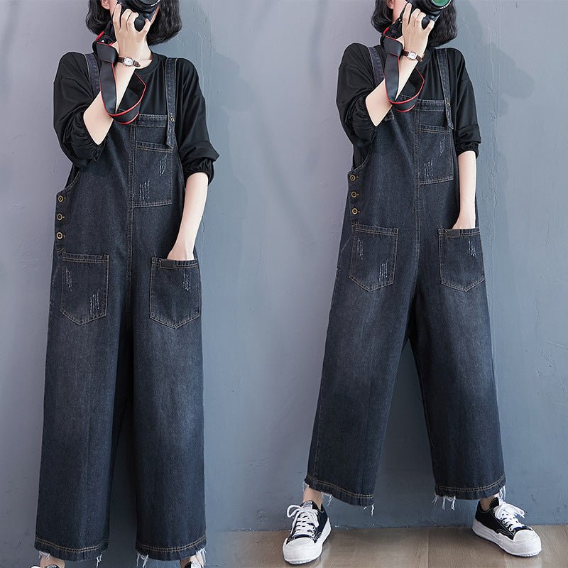 Oversized Nine - Quarter Wide Leg Jean Suspenders - THREADLIGHT