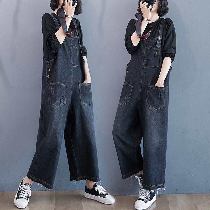 Oversized Nine - Quarter Wide Leg Jean Suspenders - THREADLIGHT