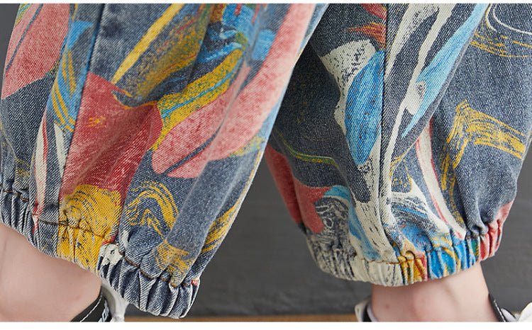 Printed Jean Suspenders For Women - THREADLIGHT