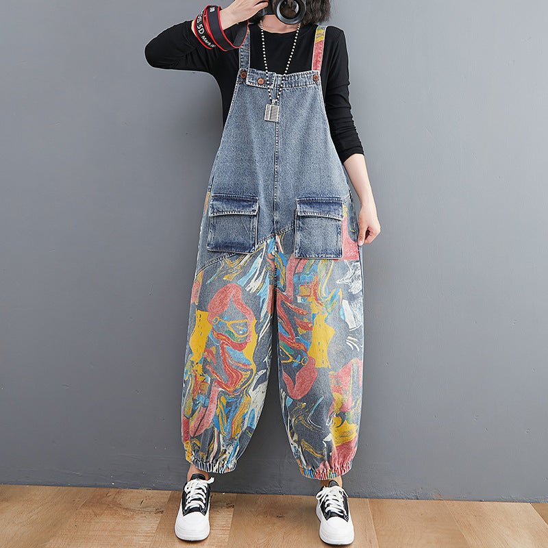 Printed Jean Suspenders For Women - THREADLIGHT