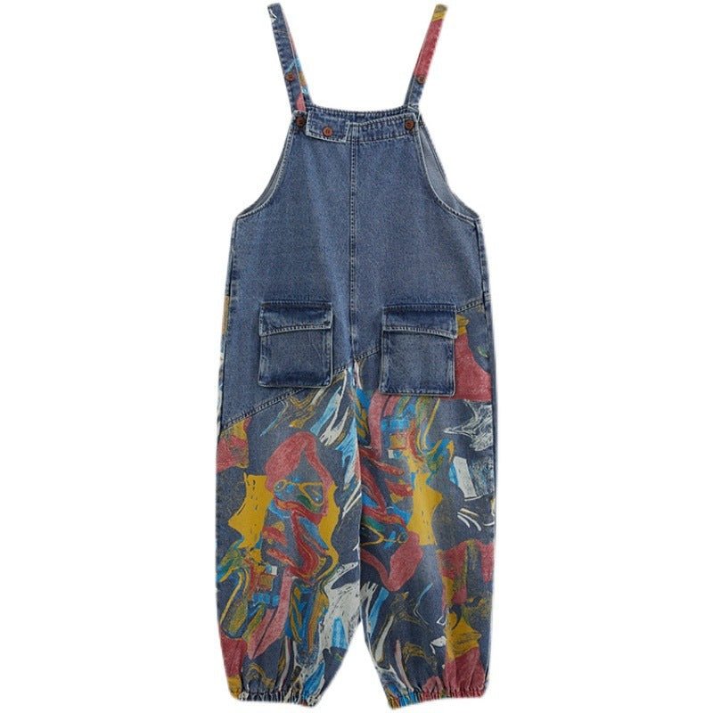 Printed Jean Suspenders For Women - THREADLIGHT