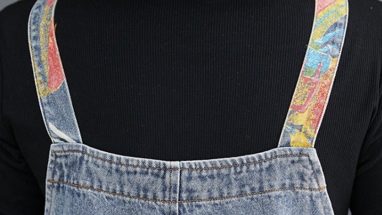 Printed Jean Suspenders For Women - THREADLIGHT