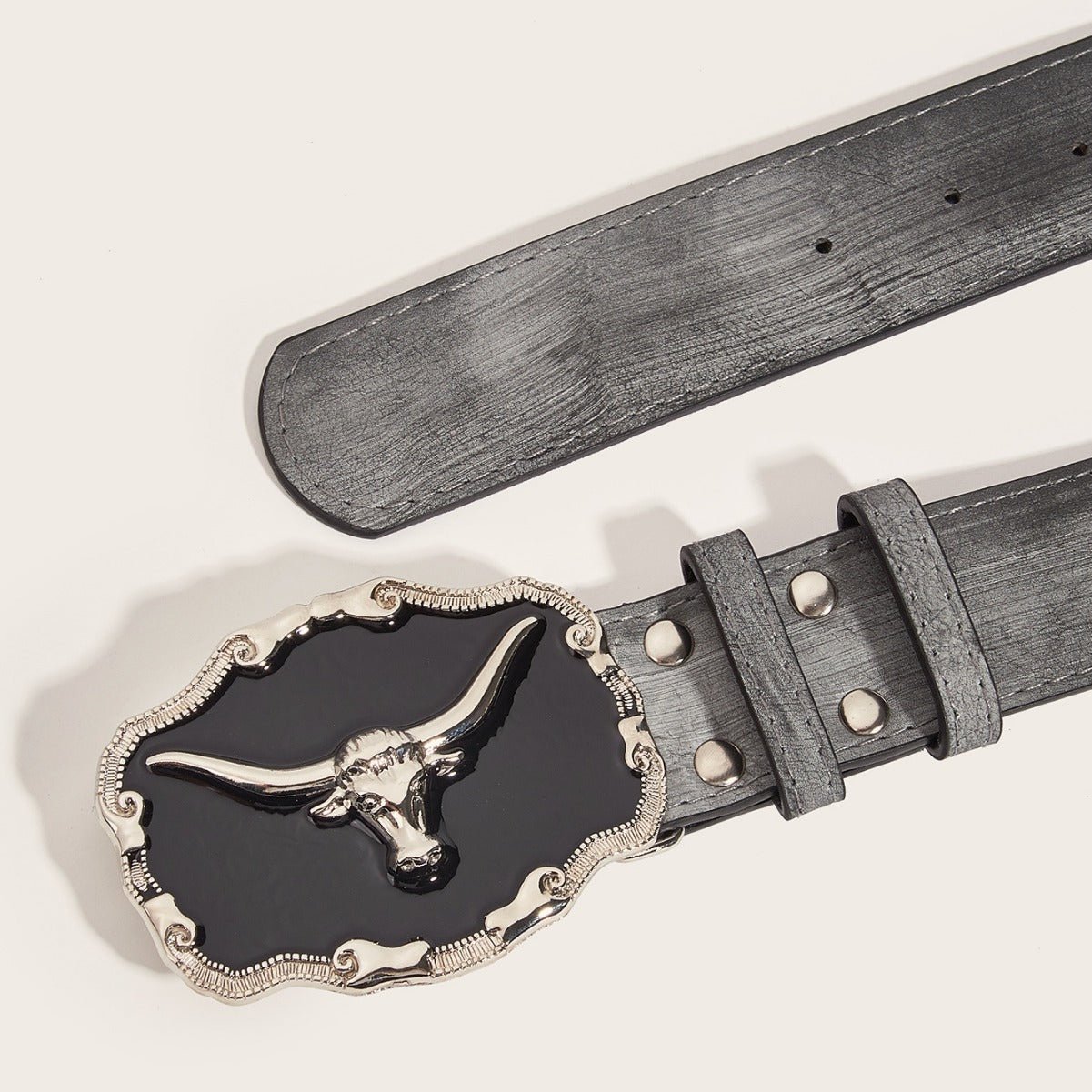 Retro Domineering Epoxy Cattle Head Buckle Women's Casual Men's Jeans Strap Personality Belt - THREADLIGHT