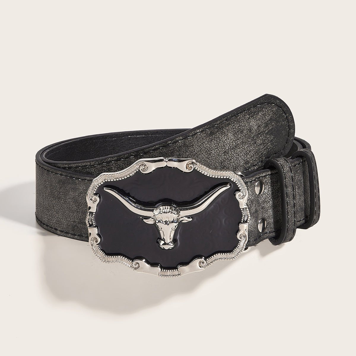 Retro Domineering Epoxy Cattle Head Buckle Women's Casual Men's Jeans Strap Personality Belt - THREADLIGHT