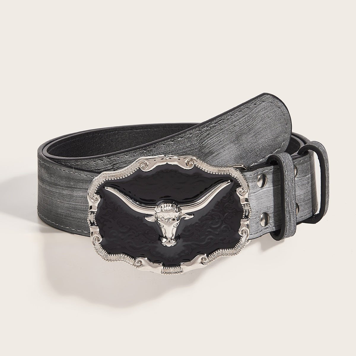 Retro Domineering Epoxy Cattle Head Buckle Women's Casual Men's Jeans Strap Personality Belt - THREADLIGHT