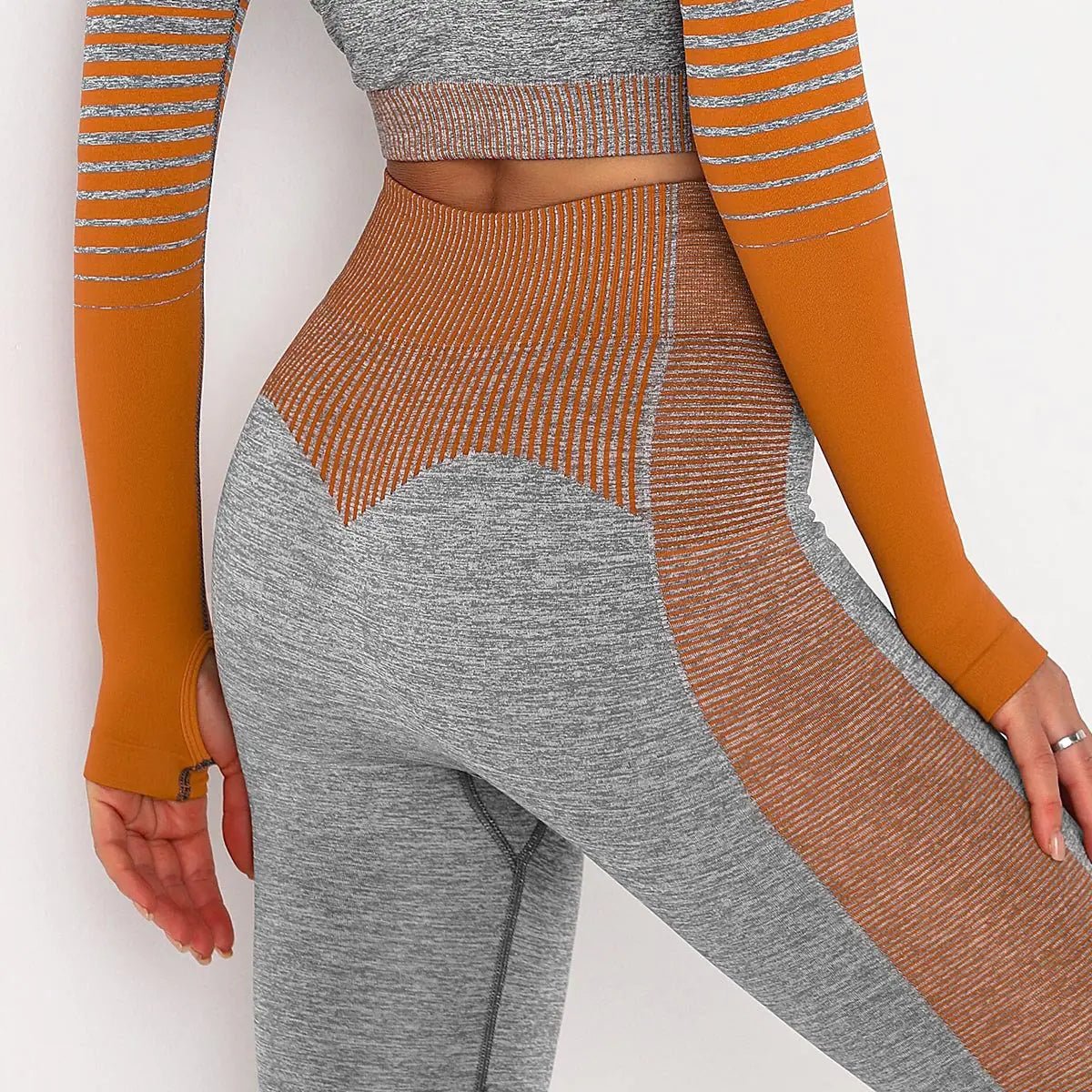 Seamless Striped Knitted Yoga Fitness Leggings - THREADLIGHT