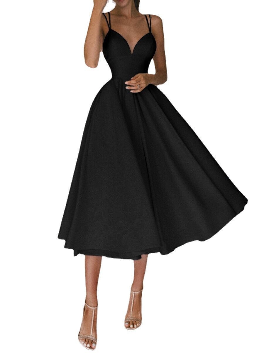 Sexy V - neck Suspender Dress Summer Fashion A - Line Long Dresses For Women - THREADLIGHT