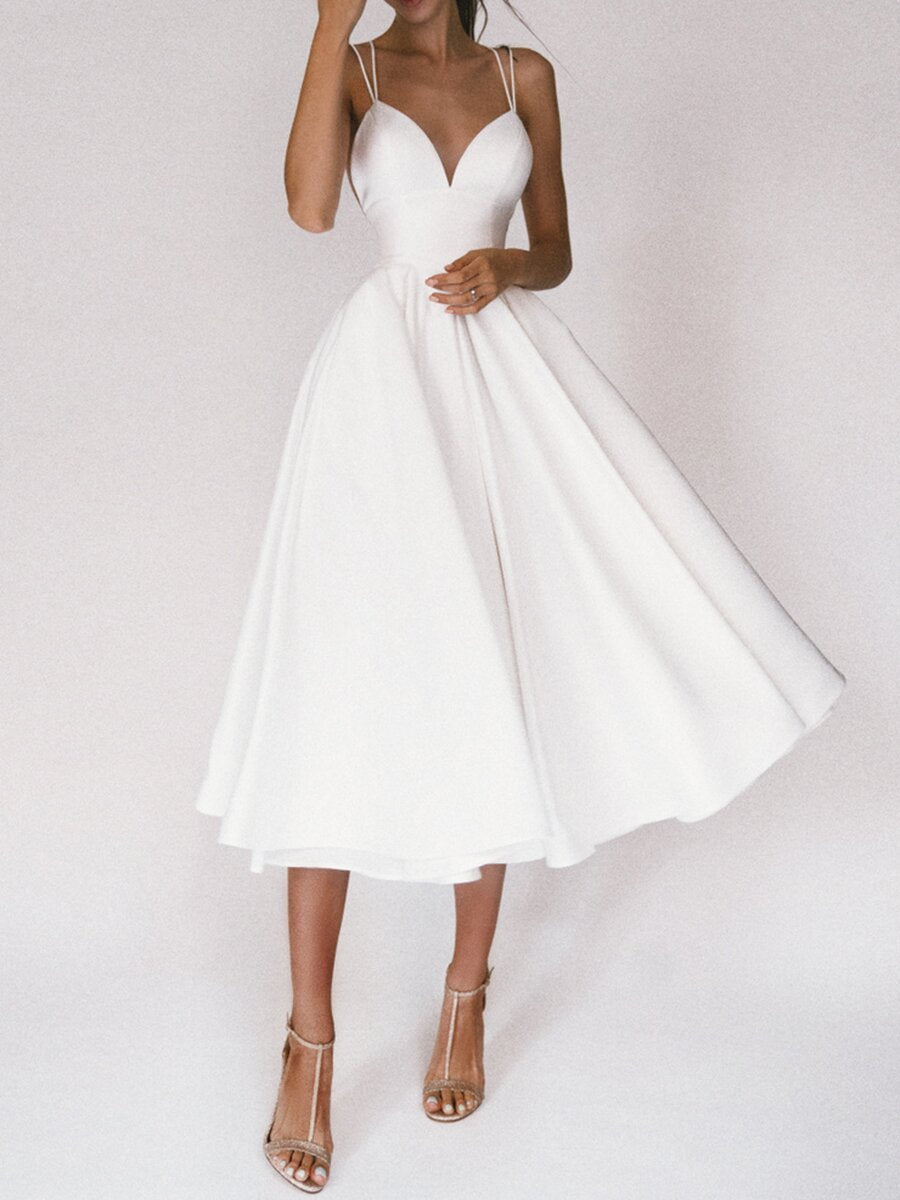 Sexy V - neck Suspender Dress Summer Fashion A - Line Long Dresses For Women - THREADLIGHT
