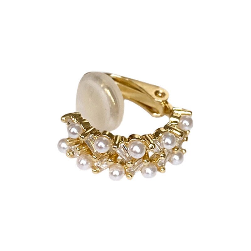 Silver Multi - layer Pearl Ear Cuff - THREADLIGHT