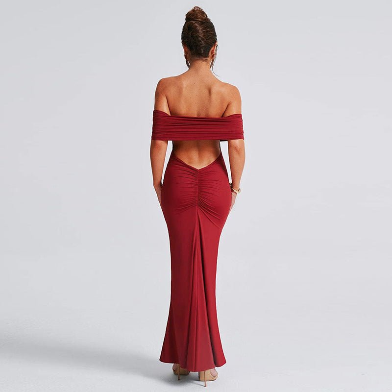 Socialite Style Elegant Sexy Backless Off - shoulder Dress Women - THREADLIGHT