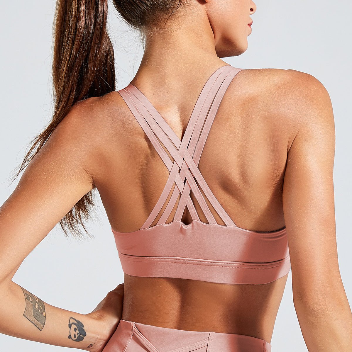 Solid Cross Back Padded Crop Tops - THREADLIGHT