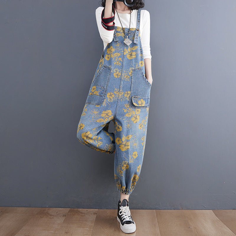 Spring Printed Jean Suspenders For Women - THREADLIGHT