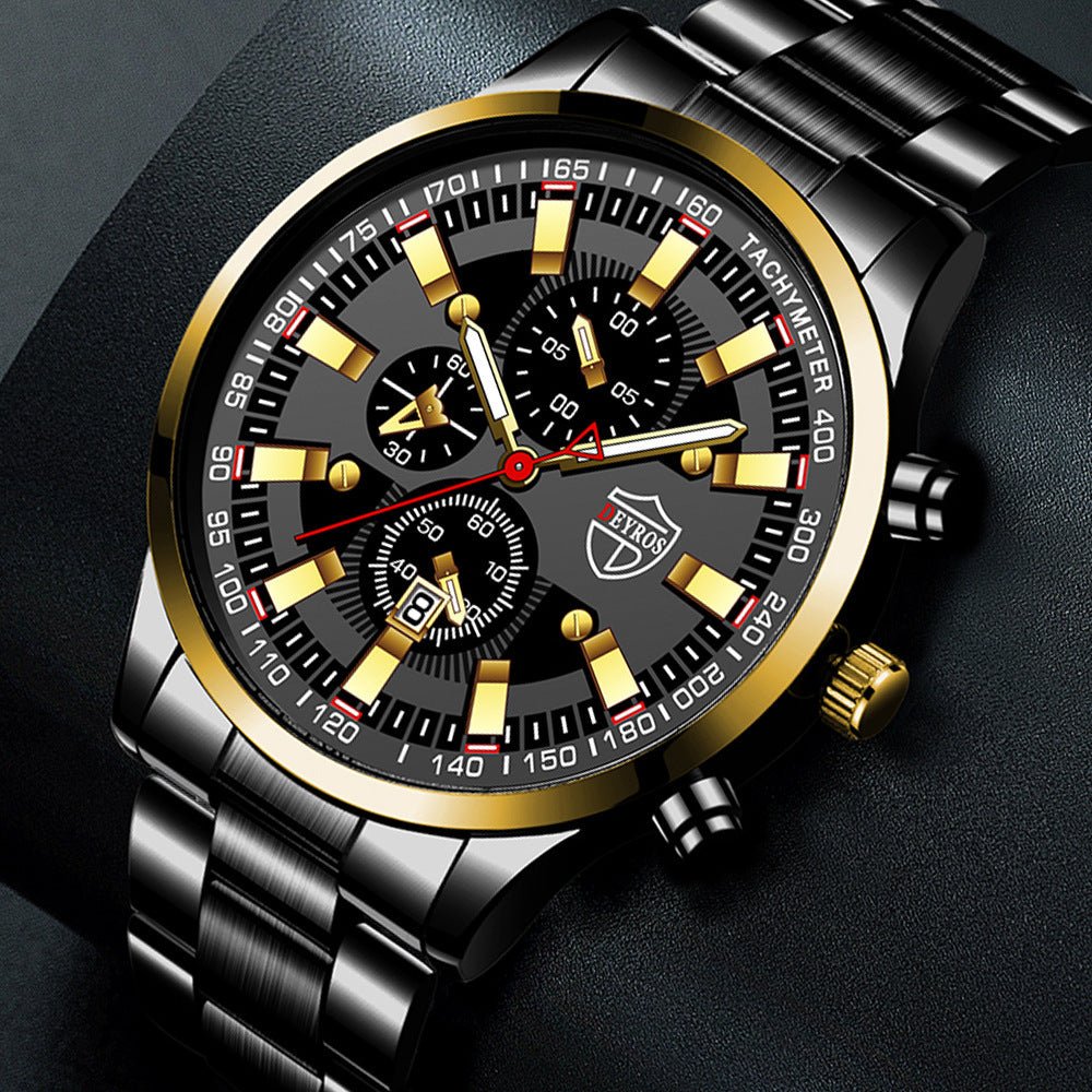 Stainless Steel Luminous Quartz Wristwatch For Men - THREADLIGHT