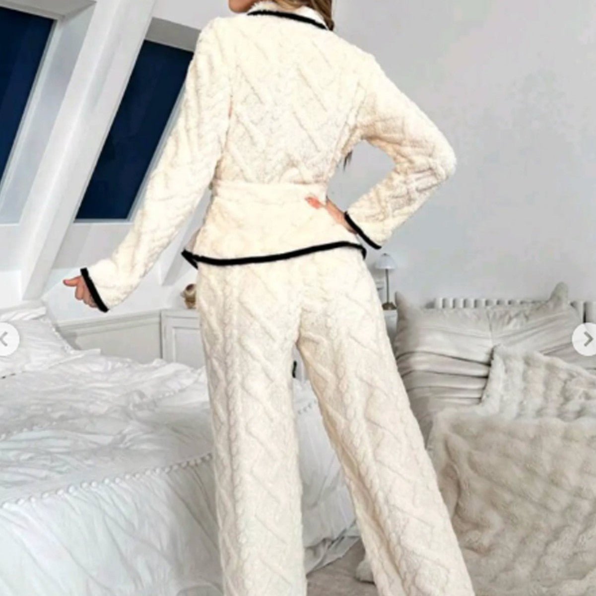 Sweet Cardigan Fleece - lined Thickened Loungewear Warm Suit Can Be Worn Outside - THREADLIGHT