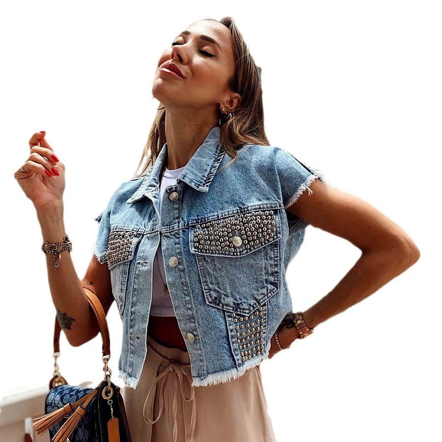 Trendy Cropped Outer Wear Denim Coat - THREADLIGHT