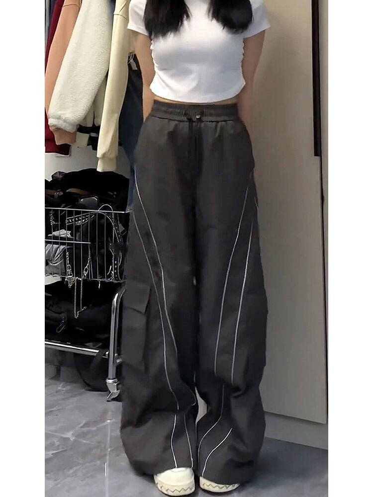 Vintage Cargo Track Pants Women Casual Oversized Y2k Sweatpants Trousers - THREADLIGHT