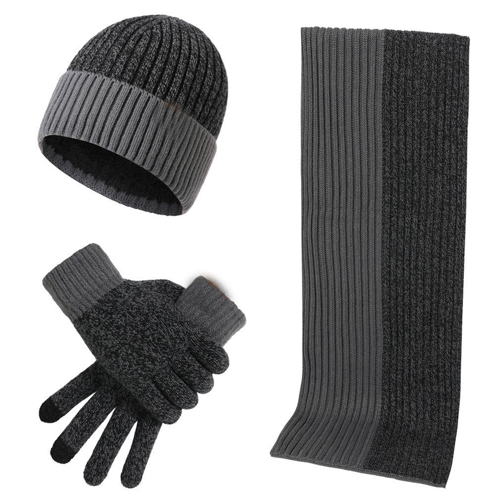 Warm Hat Scarf Gloves Knitted Plus Fluff Winter Men - THREADLIGHT