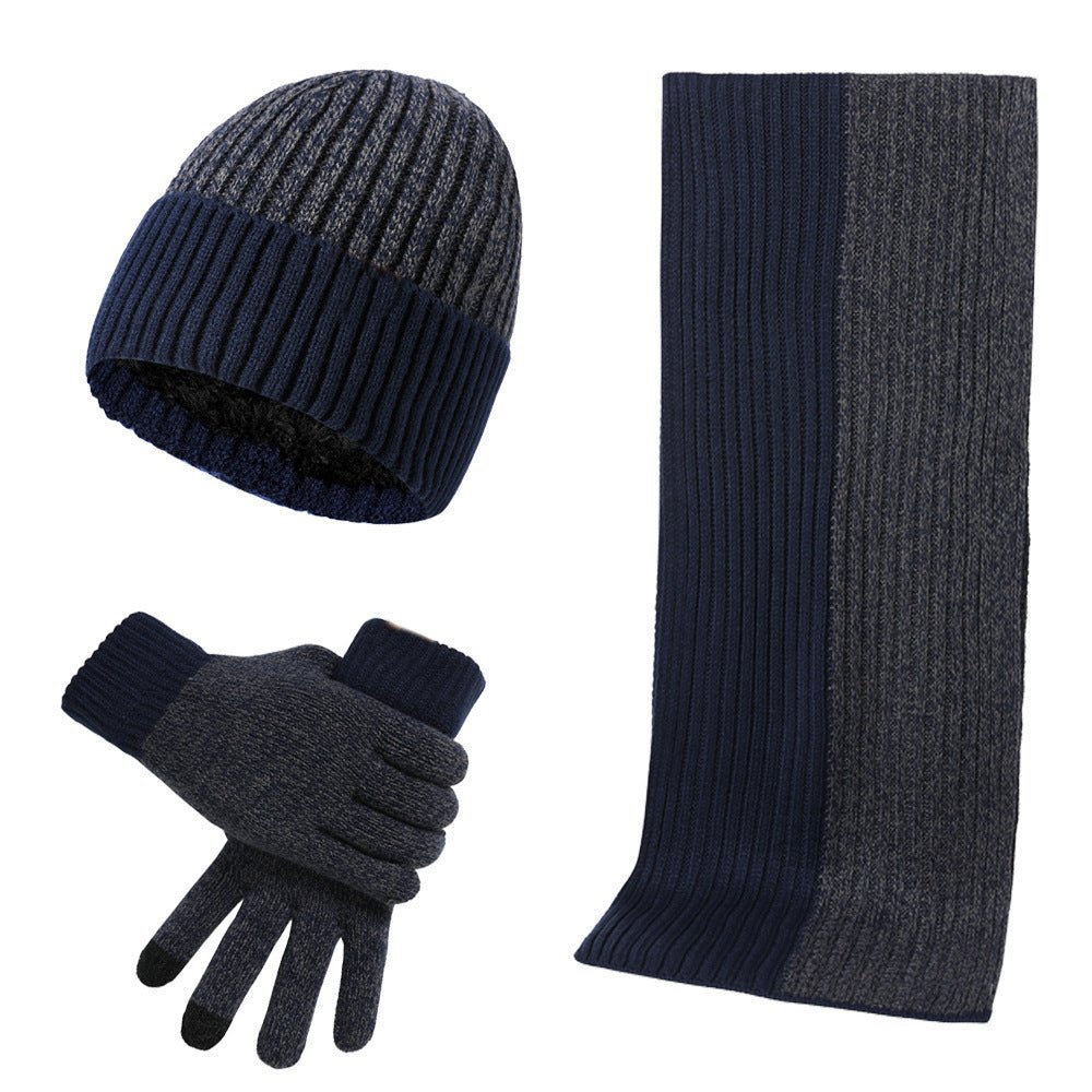 Warm Hat Scarf Gloves Knitted Plus Fluff Winter Men - THREADLIGHT