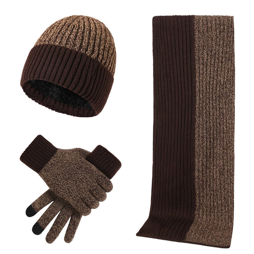 Warm Hat Scarf Gloves Knitted Plus Fluff Winter Men - THREADLIGHT