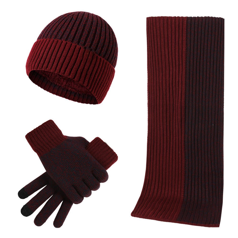 Warm Hat Scarf Gloves Knitted Plus Fluff Winter Men - THREADLIGHT