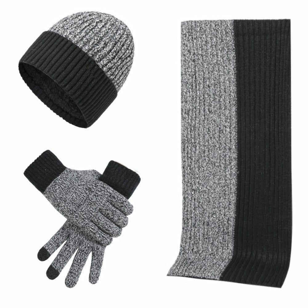Warm Hat Scarf Gloves Knitted Plus Fluff Winter Men - THREADLIGHT