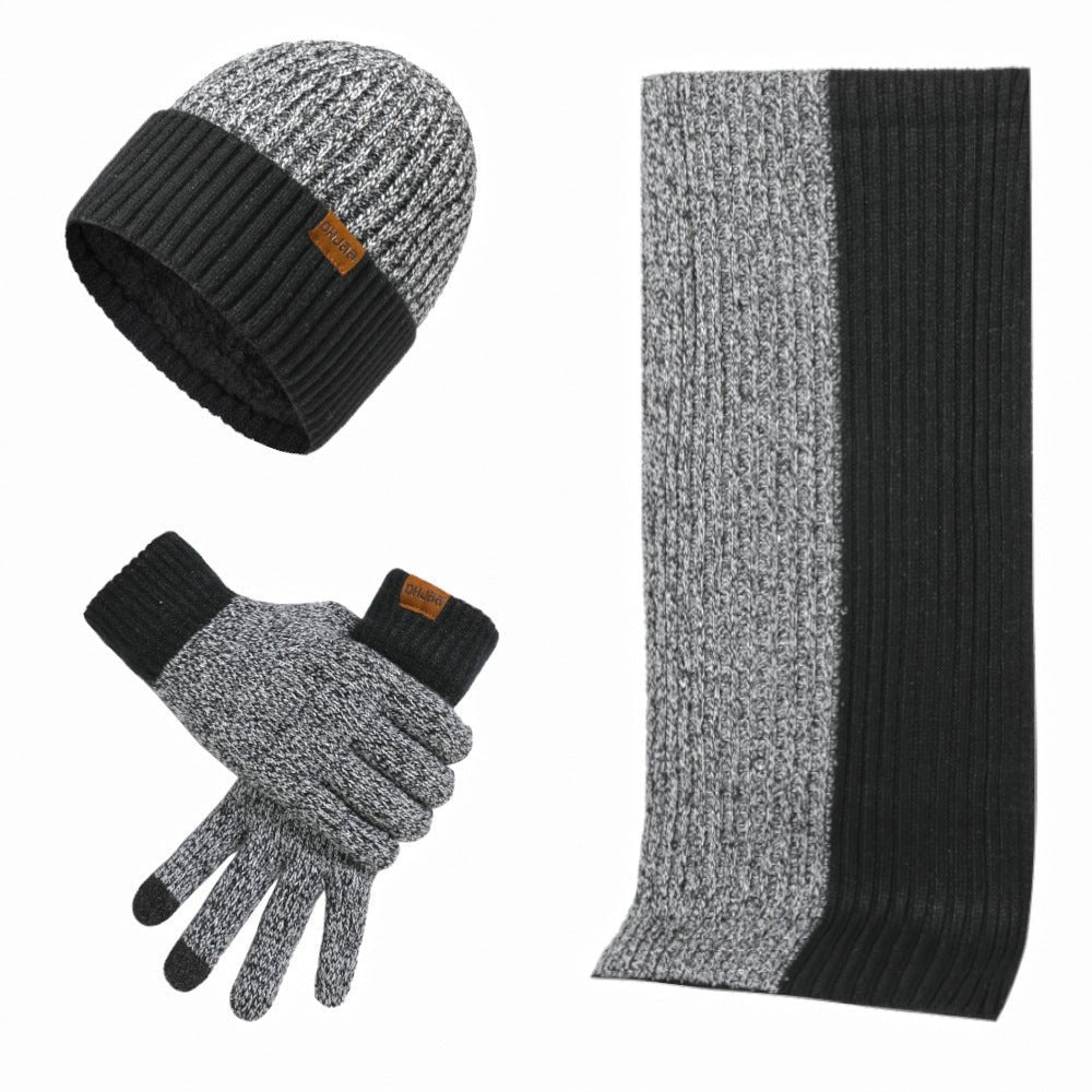 Warm Hat Scarf Gloves Knitted Plus Fluff Winter Men - THREADLIGHT