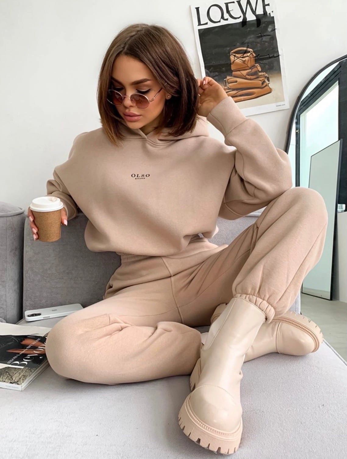 Women's Knitted Fleece Casual Suit Two - piece Set - THREADLIGHT