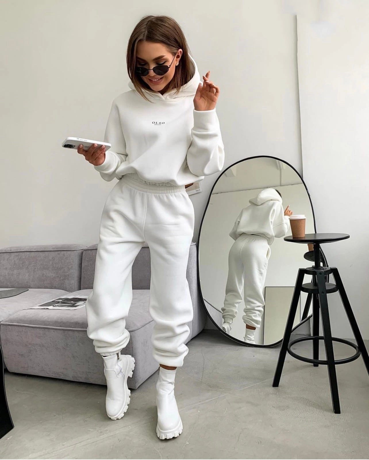 Women's Knitted Fleece Casual Suit Two - piece Set - THREADLIGHT