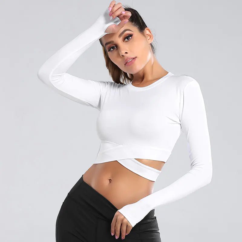 Women's Long Sleeve Crop Dry Fit Yoga Top - THREADLIGHT