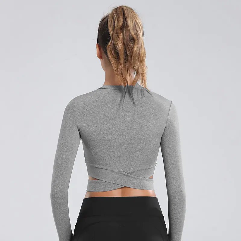 Women's Long Sleeve Crop Dry Fit Yoga Top - THREADLIGHT