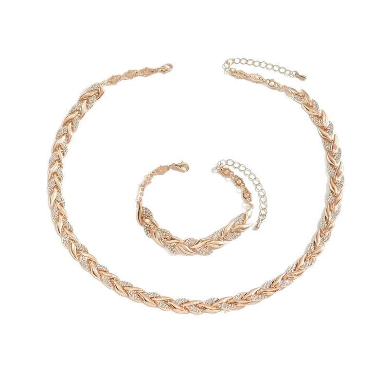 Women's Personality Affordable Luxury Willow Leaf Diamond Bracelet Necklace - THREADLIGHT