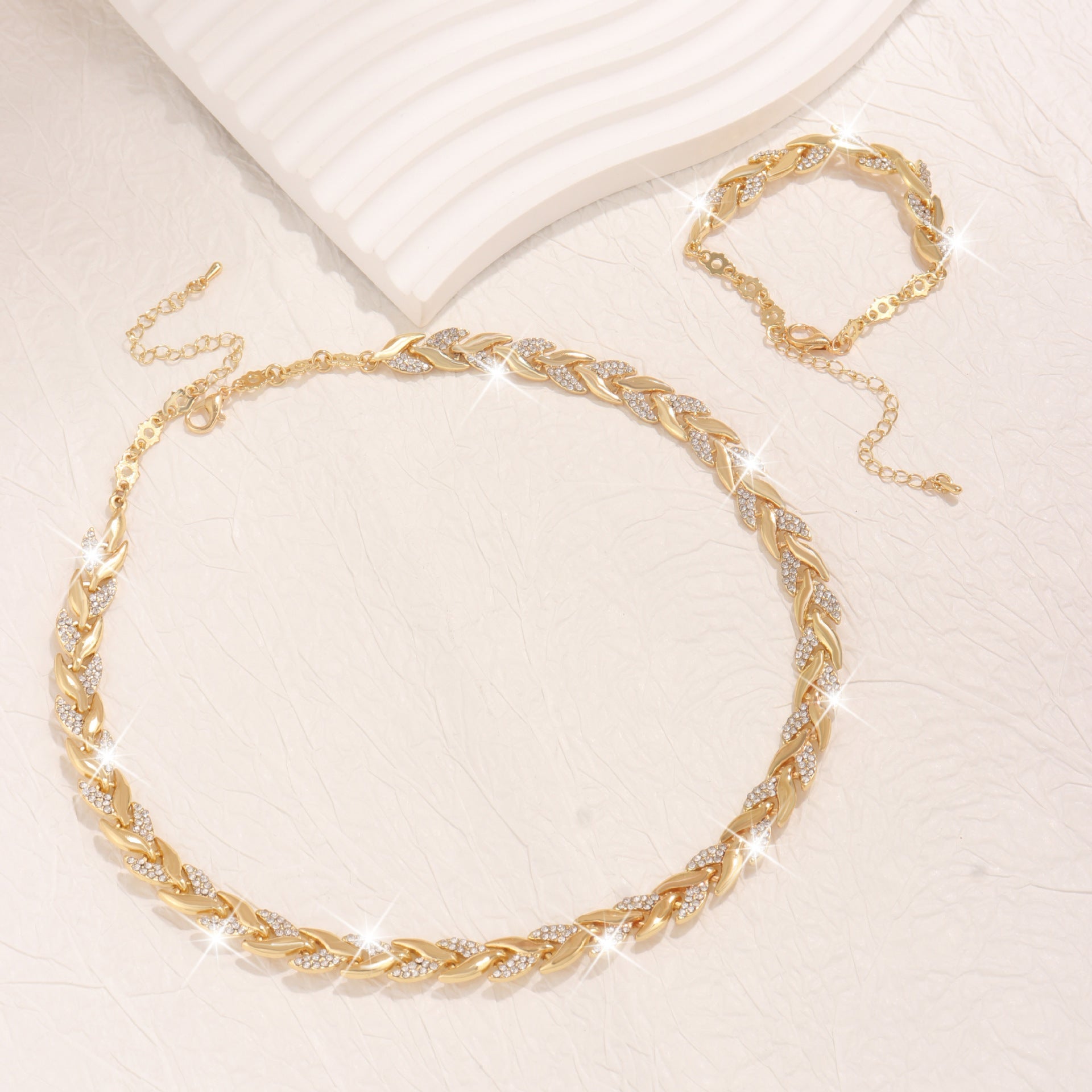 Women's Personality Affordable Luxury Willow Leaf Diamond Bracelet Necklace - THREADLIGHT