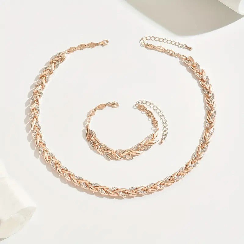 Women's Personality Affordable Luxury Willow Leaf Diamond Bracelet Necklace - THREADLIGHT