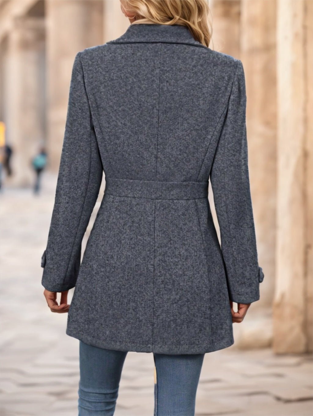 Women's Single - Breasted Solid Color Woolen Coat - THREADLIGHT