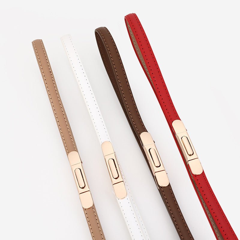 Women's Thin Genuine Leather Dress Simple Suit Coat Waist Belt - THREADLIGHT