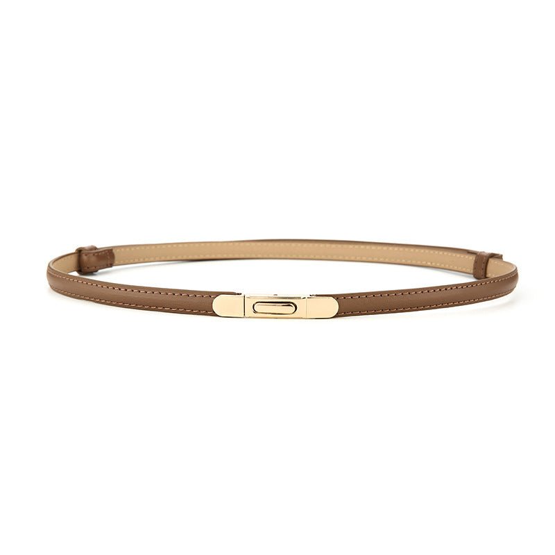 Women's Thin Genuine Leather Dress Simple Suit Coat Waist Belt - THREADLIGHT
